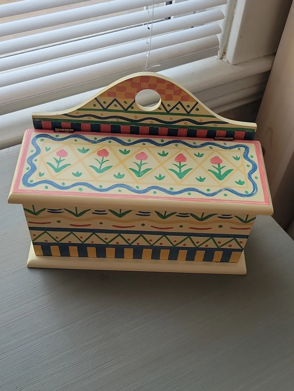 Handpainted Floral Wood Letter Trinket Box